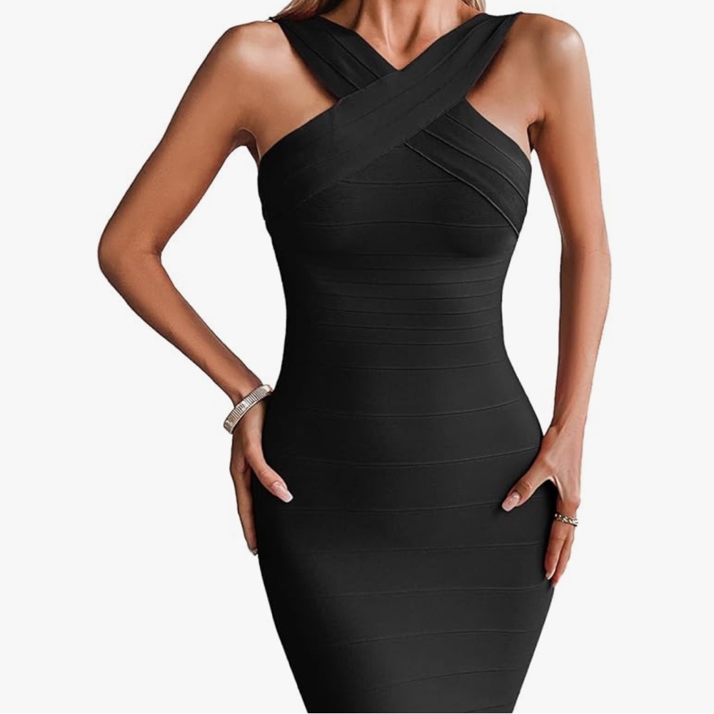 Halter black bandage dress XS S M L XL